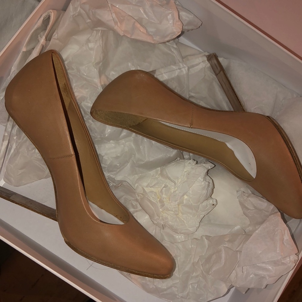 Maison margiela nude clear heel wedge.